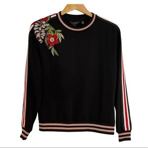 Ted Baker, black sweatshirt with flower detail. Size 1 excellent condition.
